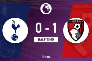 半场-热刺暂0-1伯恩茅斯 埃瓦尼尔森闪击破门 热刺半场0射门