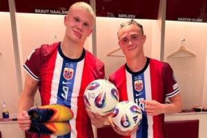 给你顶帽子戴戴哈兰德将点球让给替补登场队友 助他打入第3球