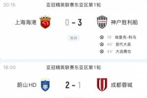 全军覆没！中超三队亚冠精英首轮全部告负，得失球2-7+均不敌日韩