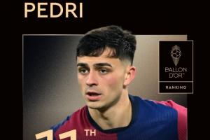 金球第1122岁佩德里上赛季：国内3冠+巴萨60场出战59场6球8助