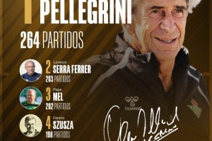 已成传奇！佩莱格里尼以264场成贝蒂斯队史执教场次最多的主教练
