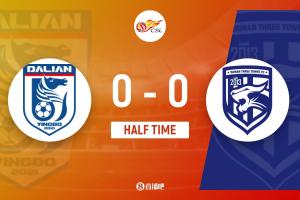 半场-大连英博0-0武汉三镇 刘祝润、朱鹏宇造险邓涵文伤退