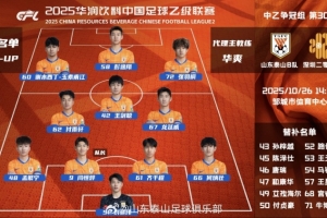 中乙第30轮争冠组山东泰山B队vs深圳二零二八首发阵容 