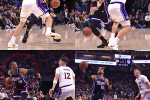 侮辱性极强！威少变向一步过掉拉拉维亚，还调戏看他一眼